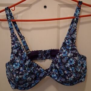 Adore Me Blue and Navy Floral Underwire Bikini Top